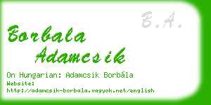 borbala adamcsik business card
